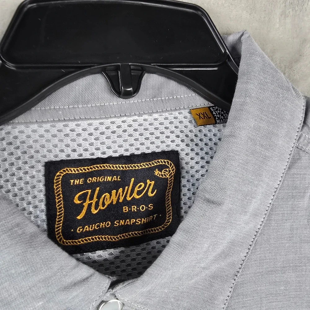 Howler Brothers Gaucho Snapshirt Men XXL Gray Ocean Offerings Embroidered‎ Surf